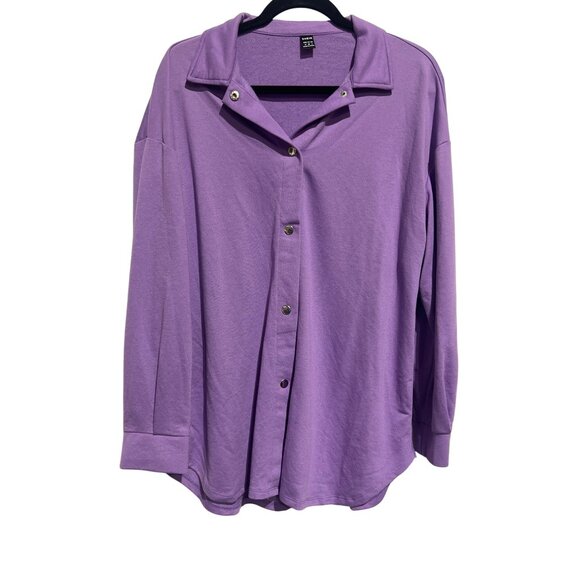 Shein Womens Long Sleeve Purple Shirt Button-Up Collar Size M - Picture 3 of 7